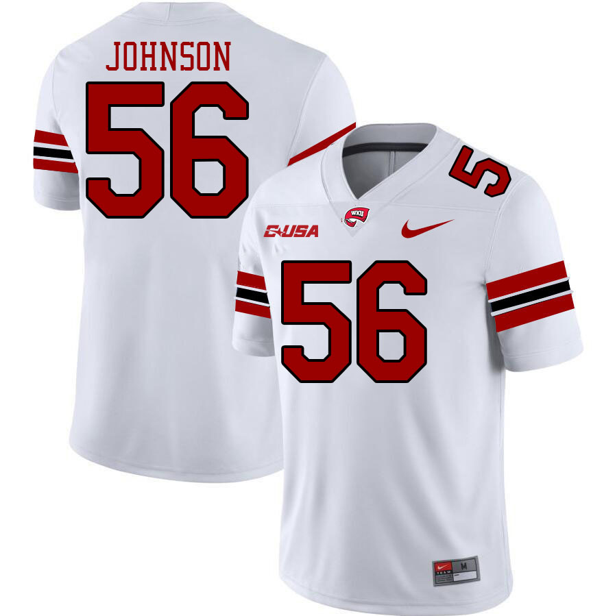 Western Kentucky Hilltoppers #56 Leavy Johnson College Football Jerseys Stitched Sale-White